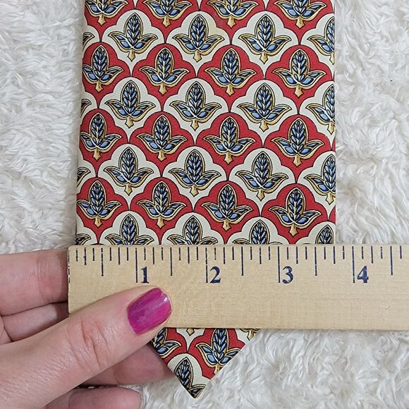 Vintage 90s Burberrys 100% Silk Tie Fleur De Lis Hand Made In USA Rare 57" Long - Picture 8 of 8